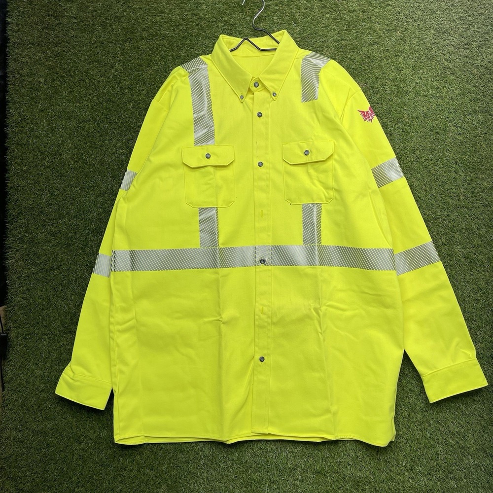 Drifire FR Flame Resistant Shirt Mens 2XL Tall Reflective HiVis Button Up Work